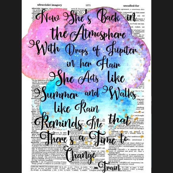 Train Music Lyric Drops of Jupiter Art Print Decor - Picture 1 of 4